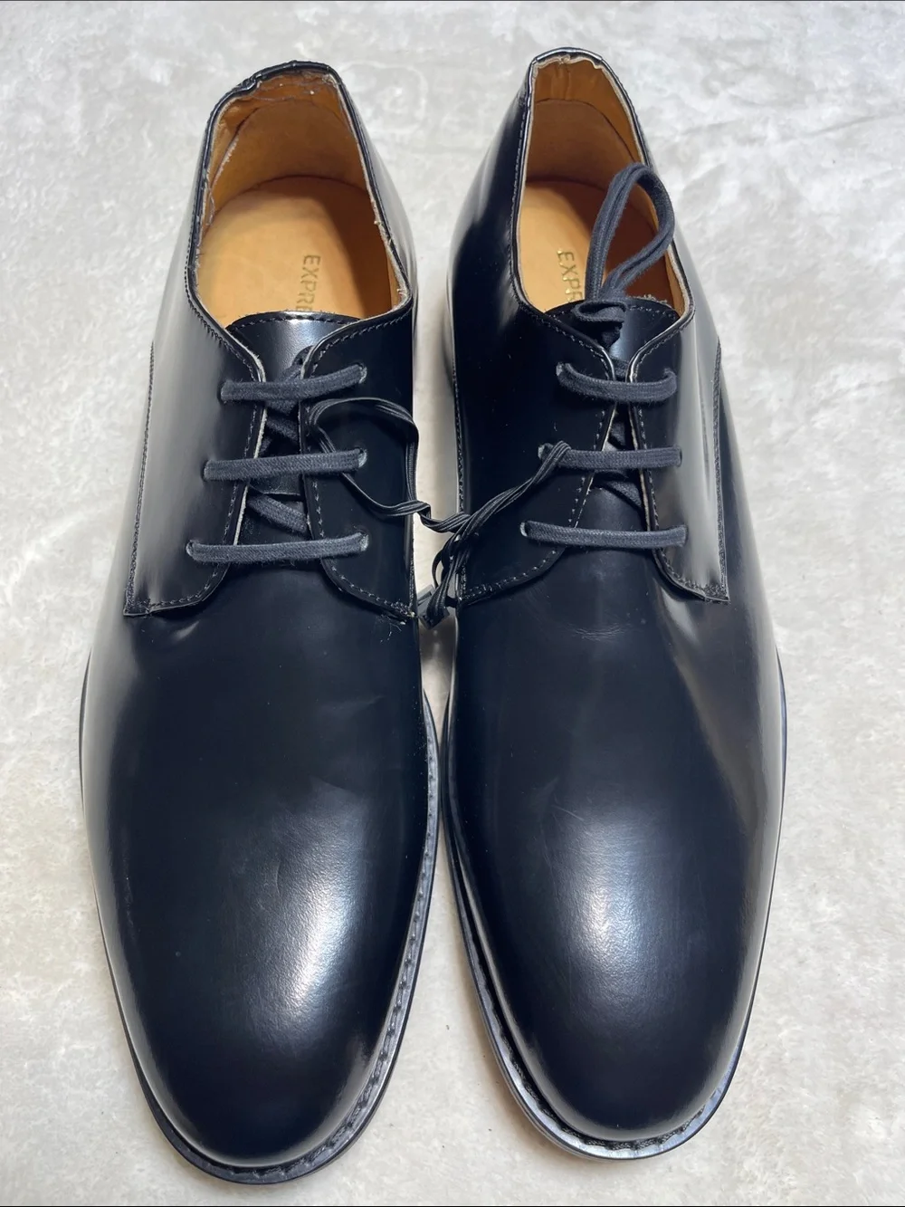 Express Black Leather Derby Shoes - Sleek Lace-Up Size 8 Men’s